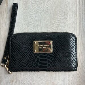Michael Kors Black Snake-Embossed Wallet